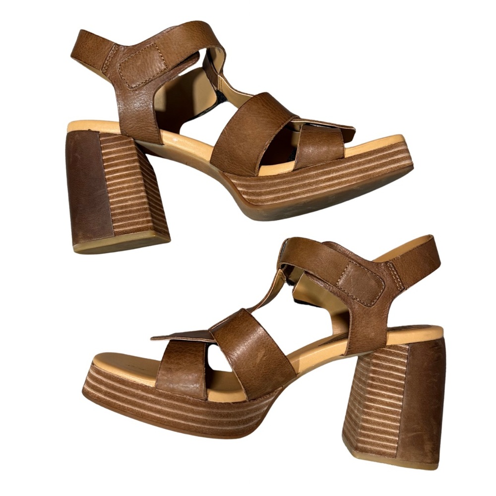 Kork-Ease Macy/Macey Brown Leather Sandals‎ with Chunky Heal Womens 11 - Picture 7 of 9